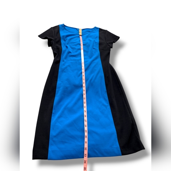 DEREK LAM Blue/Black Colorblock Bodycon Cotton Knit Sheath Dress, size M - Picture 7 of 9